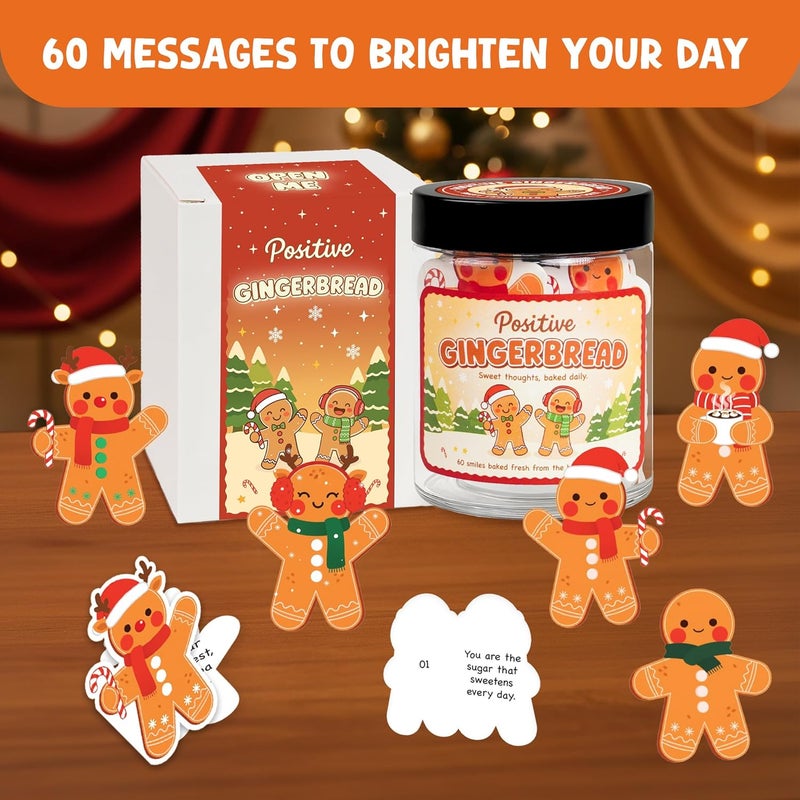BOYESE Positive Gingerbread Jar with 60 Affirmation Card, Christmas Emotional Support Gingerbread Gifts for Women, Kids, Teens, Christmas Gifts, Stocking Stuffer for Teen Girls, Boys, Women, Men - Image 4